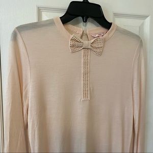 Ted Baker Blush Pink Bow Embellished Long Sleeve Top in Medium (Ted Baker sz 3)